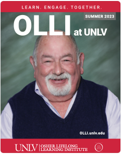 OLLI At UNLV Summer 2023 Catalog cover with photo of member